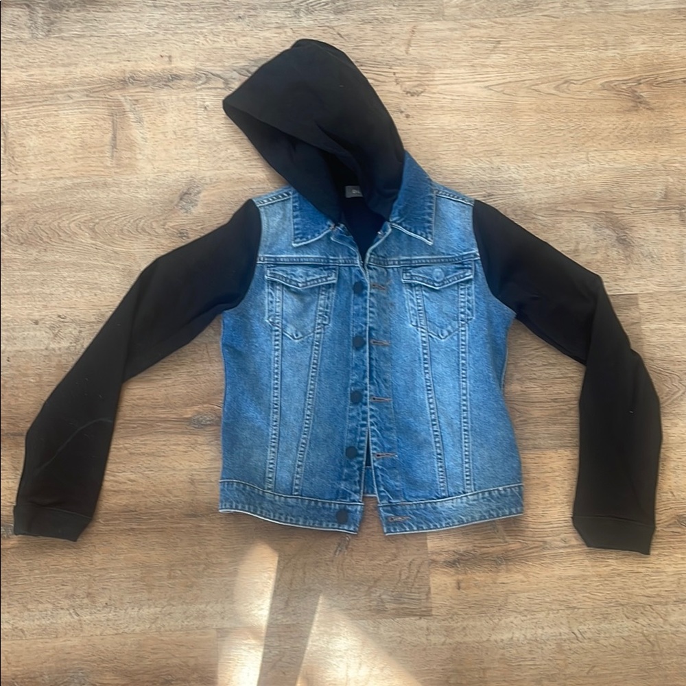 Kids Denim and Black Hooded Jacket
